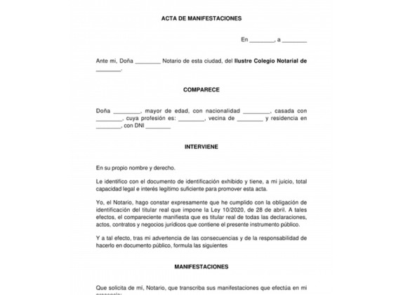 acta de manifestaciones notarial